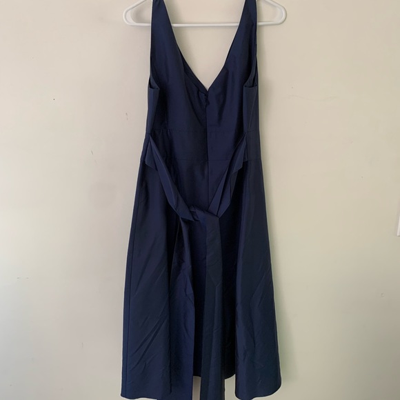 Ann Taylor Sz 12 Silk Dupioni V-Neck Midnight Blue Formal Dress. - Picture 13 of 15